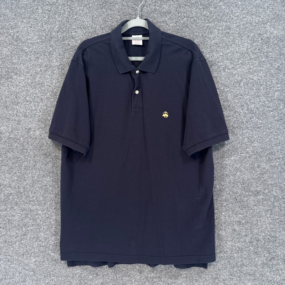 Brooks Brothers Polo Shirt Mens Large Blue Golden Fleece Pique Short Sleeve